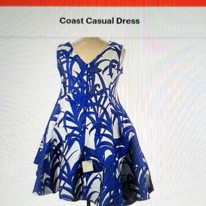 Coast Women's High Low Dress - Blue and White